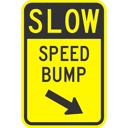 Lyle Slow Speed Bump (Bottom Right Arrow), 12x18, Diamond Grade, Yellow G-2850-DG_12x18