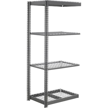 Global Industrial 4 Shelf, Commercial Duty Boltless Shelving, Add On, 36"W x 12"D x 96"H, Wire Deck B3165683