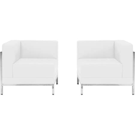 Flash Furniture Hercules Imagination Two Piece Corner Chair Set, Melrose White Seat, White Back, 28-1/2 in W Track ZB-IMAG-SET10-WH-GG