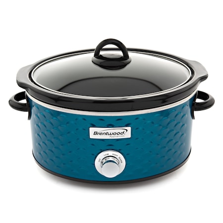Brentwood Industries Scallop Pattern 4.5 Quart Slow Cooker in Blue SC-140BL