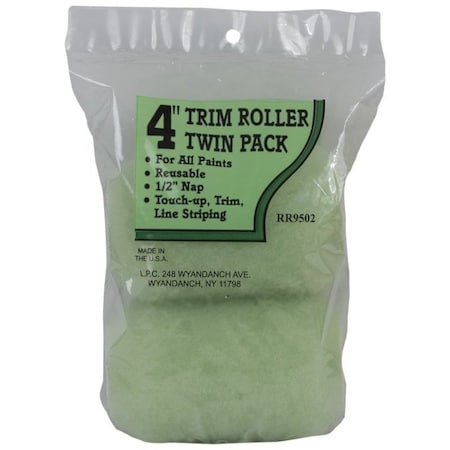 Linzer Roller Cover, 1/2 in Thick Nap, 4 in L, Polyester Cover RR9502