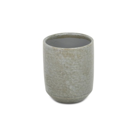 Homeroots Gray Ceramic 20 Ounce Crackle Mosaic Round Distressed Pot Planter 487390