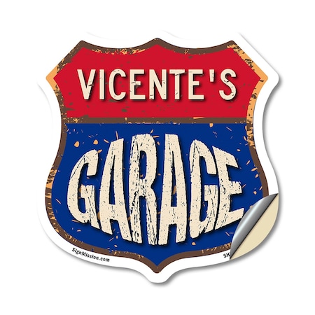 Signmission Vicente's Garage, 12 Inch X 12 Inch, Vinyl Decal SHI-D-12-383-VICENTE