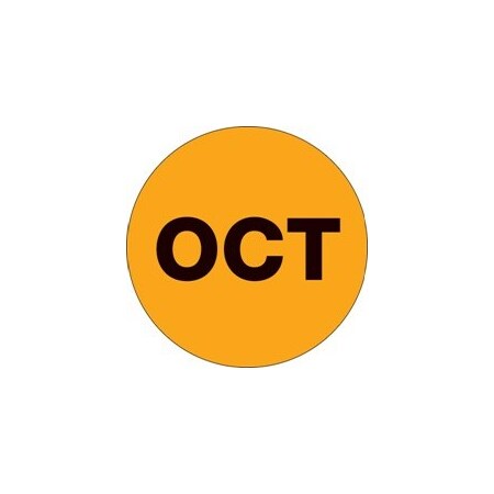 Bubblefast 2'' Circle - ''OCT'' Fluorescent Orange Months of the Year Labels BFDL6746