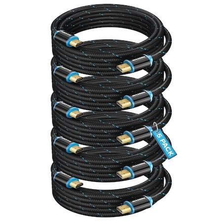 Maximm 10ft 4K 60Hz 18Gbps HDMI 2.0 Braided Cable, 5PK HD2-10FT-5PK