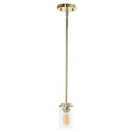 Homeroots Gold Cylinder Iron Ceiling Light With Clear Shades 652006