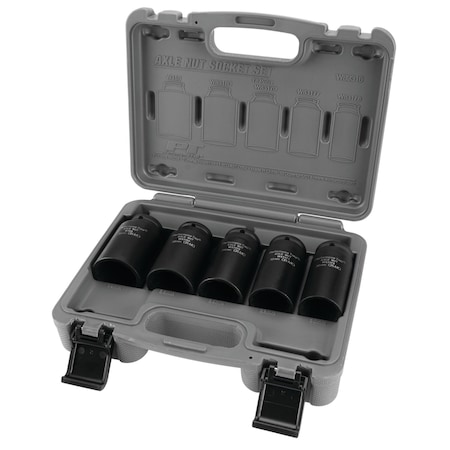 Performance Tool 5 pc. Axle Nut Socket Set, Chrome Moly, 30-39mm, Storage Case W89316