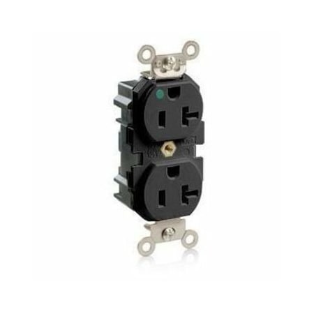 Leviton Straight Blade Receptacle, 5-20R, 20 A, 125V AC, 2 Pole, 3 Wire, Surface Mount, Self-Grounded M8300-E