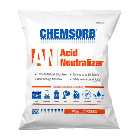 Chemsorb Granular Sorbent, Perlite, 2 1/2 gal Volume Absorbed per Pkg., 7 lb lb, Bag, Not Applicable SP60AN-LB7