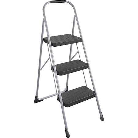 Cosco Fold Step Stool, 3 Step, 200 lb., Platinum, 3 Steps, Steel, Light Gray 11-408PBLD1