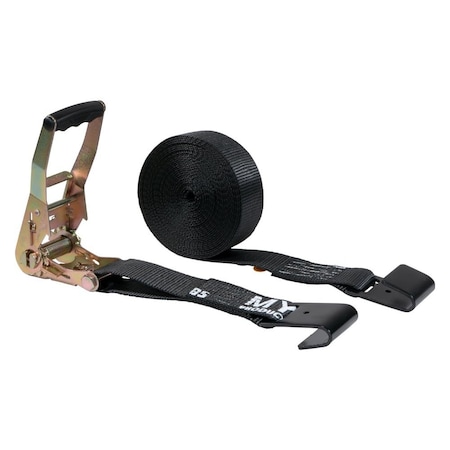 Mytee Products 2inx30ft Black Ratchet Straps w/ Flat Hooks 3333 Lbs WLL Heavy Duty Tie Down Strap RS230BLK