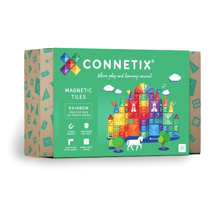 Connetix Magnetic Tiles Rainbow Creative Pack, 102-Piece Set CT-R-00102-CR