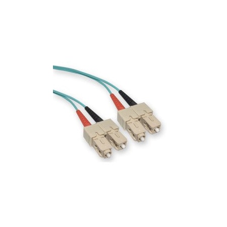 Cable Wholesale SC/UPC OM3 Duplex 2.0mm Fiber Optic Patch Cord, OFNR, Multimode 50/125, Aqua Jacket, Beige SCSC-31003