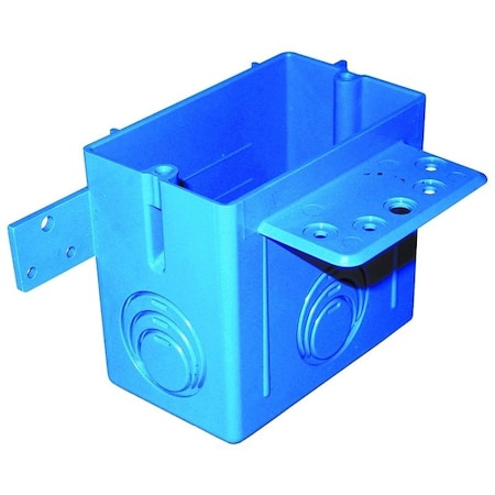 Carlon Outlet Box, 1 -Gang, 4 -Knockout, PVC, Blue, Bracket Mounting A122