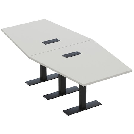 Skutchi Designs 8 Person Conference Table With Power Unit | 8' Hexagon Table | Harmony Series HAR-HEX.IR-48X96-T.BK-U779-EBLK