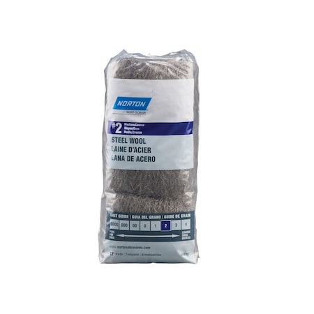 Norton 076607 Abrasive Wool, 2 1/2 in L, 4 in W, 2 Grit, Coarse, Medium 7660768117