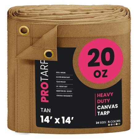 Protarp 14 ft. x 14 ft., 20 Oz, Tan, Polyester PT-405-14X14