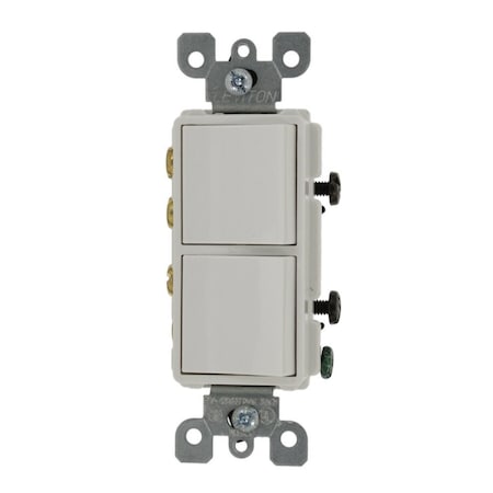 Leviton Decora 3-Way/3-Way AC Combination Switch, 20 Amp, 120/277 Volt, Whte 5640-W