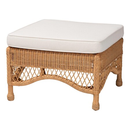 Bali & Pari Brooklyn Bohemian Light Honey Braided Rattan Ottoman Stool 250-13845-ZORO