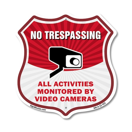 Signmission No Trespassing Shield Sign All Activitie, 12 Inch X 12 Inch, Aluminum Metal Sign SHI-A-12-421
