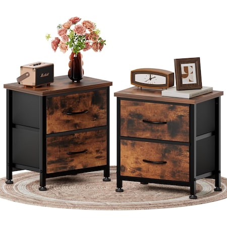 Simple Deluxe Storage cabinet, 2 drawers, rust, 2PK 3A88HKCABT2RUSTX2