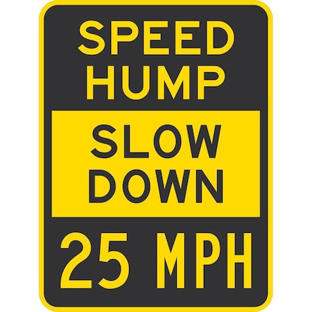 Lyle Slow Down 25 MPH, 18x24, High Intensity Prismatic, Yellow G-10748-HI_18x24