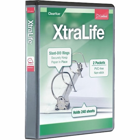 Cardinal Xtralife ClearVue Locking SlantD Binders, Black CRD26301