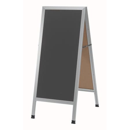 Aarco A-Frame Sidewalk Board, Slate Colored Porcelain Chalkboard and Satin Aluminum Frame, 42''Hx18''W AA-35SS