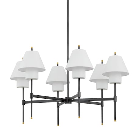 Hudson Valley Lighting Pembrooke & Ives X Glenmoore 6 Light Chandelier 34.75 In. Aged Brass/Bronze PI1899806-AGB/DB