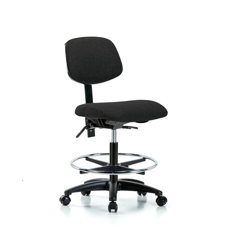 Blue Ridge Ergonomics Chair, Fab, Med Bench, Tilt CF Casters, Blk, No Arms, 22" to 29" Height, Black BR-FMBCH-RG-T1-A0-CF-RC-F42
