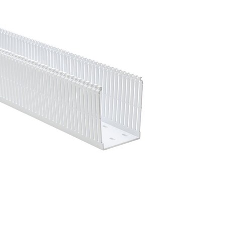 Hellerman Tyton High-Density Slotted Wall Wiring Duct, 3 x 4", 6 ft Sections, Non-Adhesive, PVC, White, 60ft/ctn, 60PK 184-34005