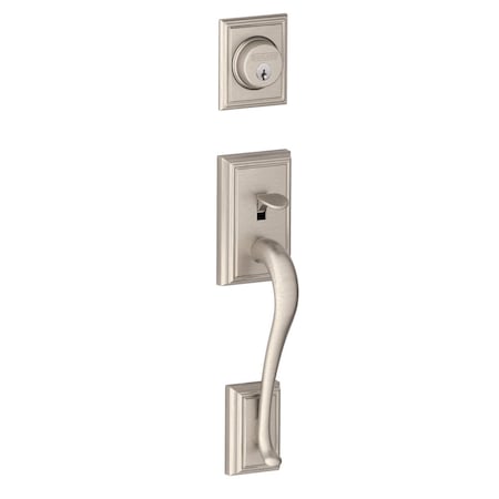 Schlage Residential Entrance Handleset Exterior Only, Addison Style, Satin Nickel F58 ADD 619