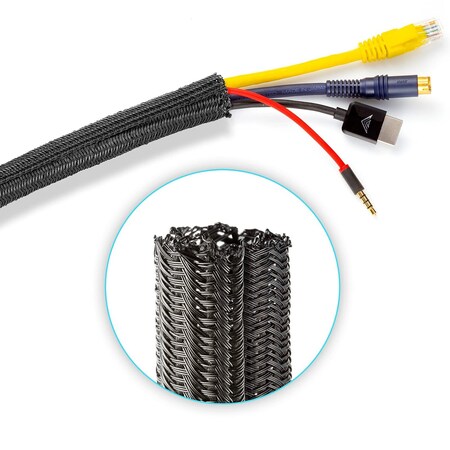 Maximm 10ft 1/2" Split Wire Loom Cable Management Cord Protector, Black SCW-10FT-.50-BL-1PK