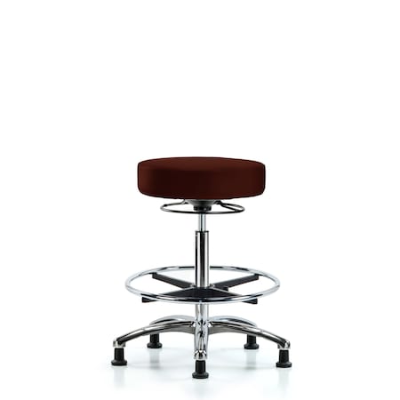 Blue Ridge Ergonomics Bench Stool, Hi, Chrm, Vinyl, CF, Glid, Burg BR-VHBSO-CR-CF-RG-8569
