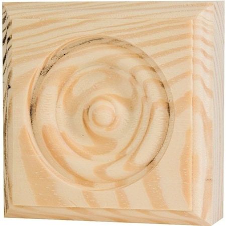 Waddell Trim Block, 2-3/4 in H, 2-3/4 in W, Rosette Pattern, Pine Wood RTB25-36