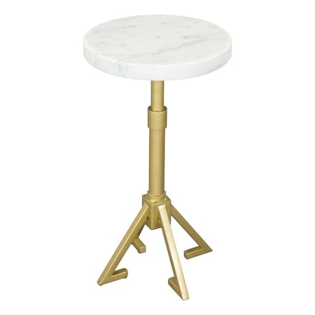 Homeroots 22" White And Gold Marble And Iron Round Pedestal End Table 556546