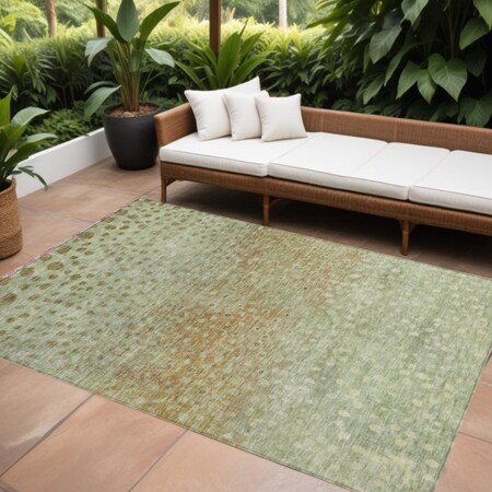 Homeroots 5' X 8' Artichoke Green Ivory And Brown Abstract Washable Indoor Outdoor Area Rug 603072