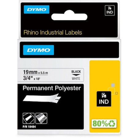 Dymo Permanent Polyester Labels, White DYM18484