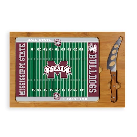 Picnic Time Family Of Brands NCAA Mississippi State Bulldogs Icon Glass Top Cutting Board & Knife Set 910-00-505-384-0