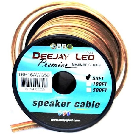 Deejay Led 50-Foot 2-Conductor 16 Gauge Stranded Speaker Hookup Cable TBH16AWG50