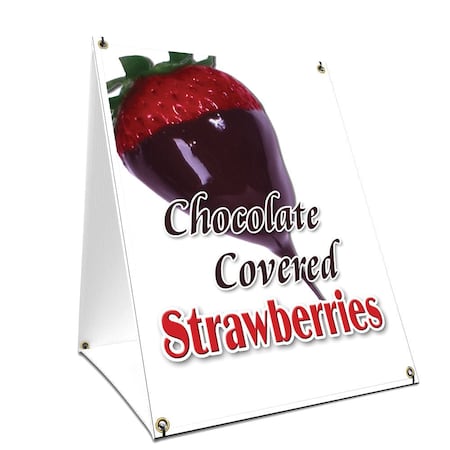 Signmission Chocolate Covered Strawberries, 24 Inch x 18 Inch A-frame Yard Sign, Plastic Sign SBC-1824-Chocolate Covered Strawberries