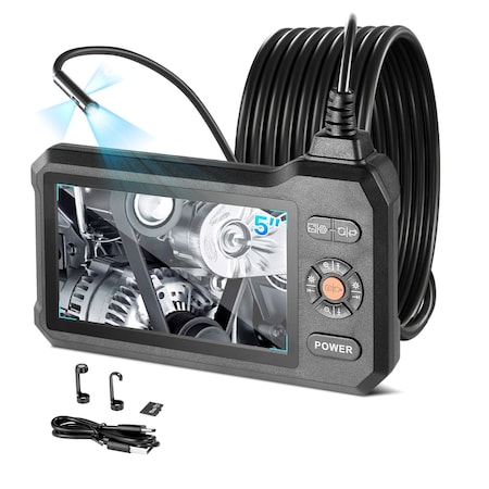 Vevor Triple Lens Endoscope with Light 5 in IPS Screen Industrial Borescope Camera SC14