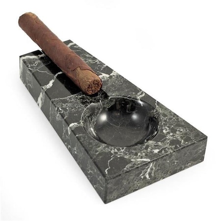 Bey Berk International Bey-Berk International  Single Cigar Marble Ashtray, Black Zebra C301