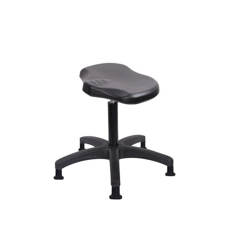 Blue Ridge Ergonomics Polyurethane Ray Stool - Medium Bench Height with Stationary Glides in Black Polyurethane PRPMBSL-RG-NF-RG-BLK