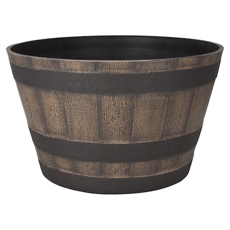 Landscapers Select Planter Barrel, 21 in Dia, 12 in H, Round, Whiskey Barrel Design, High-Density Resin, Satin PT-S022