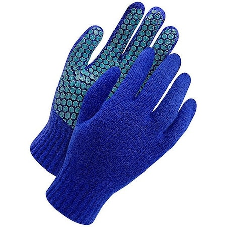 Bdg Rag Wool Knit Cold Weather Gloves, PVC Grip Palm, Knit Wrist, Blue 80-9-2010-L