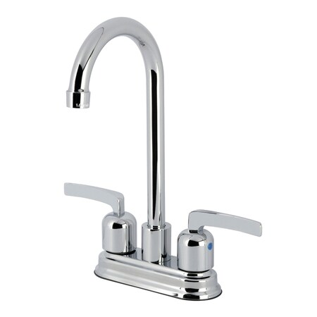 Kingston Brass Double-Handle 4" Centerset High-Arc Bar Faucet, Polished Chrome FB8491EFL
