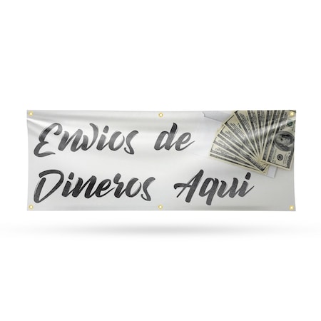 Signmission Envios de Dineros Aqui, 24 Inch x 72 Inch, Vinyl Banner B-72-30561