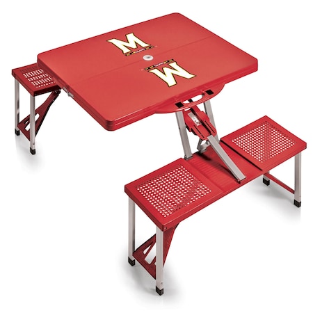 Picnic Time Family Of Brands Maryland Terrapins - Picnic Table Portable Folding Table, Red 811-00-100-314-0