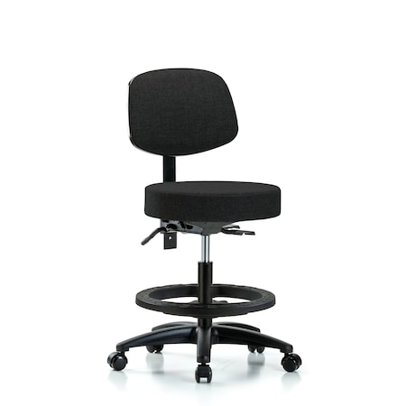 Blue Ridge Ergonomics Bech Stool, Med, Fab, Bk, Tilt, BF, Cast, Blk BR-FMBST-RG-T1-BF-RC-F42